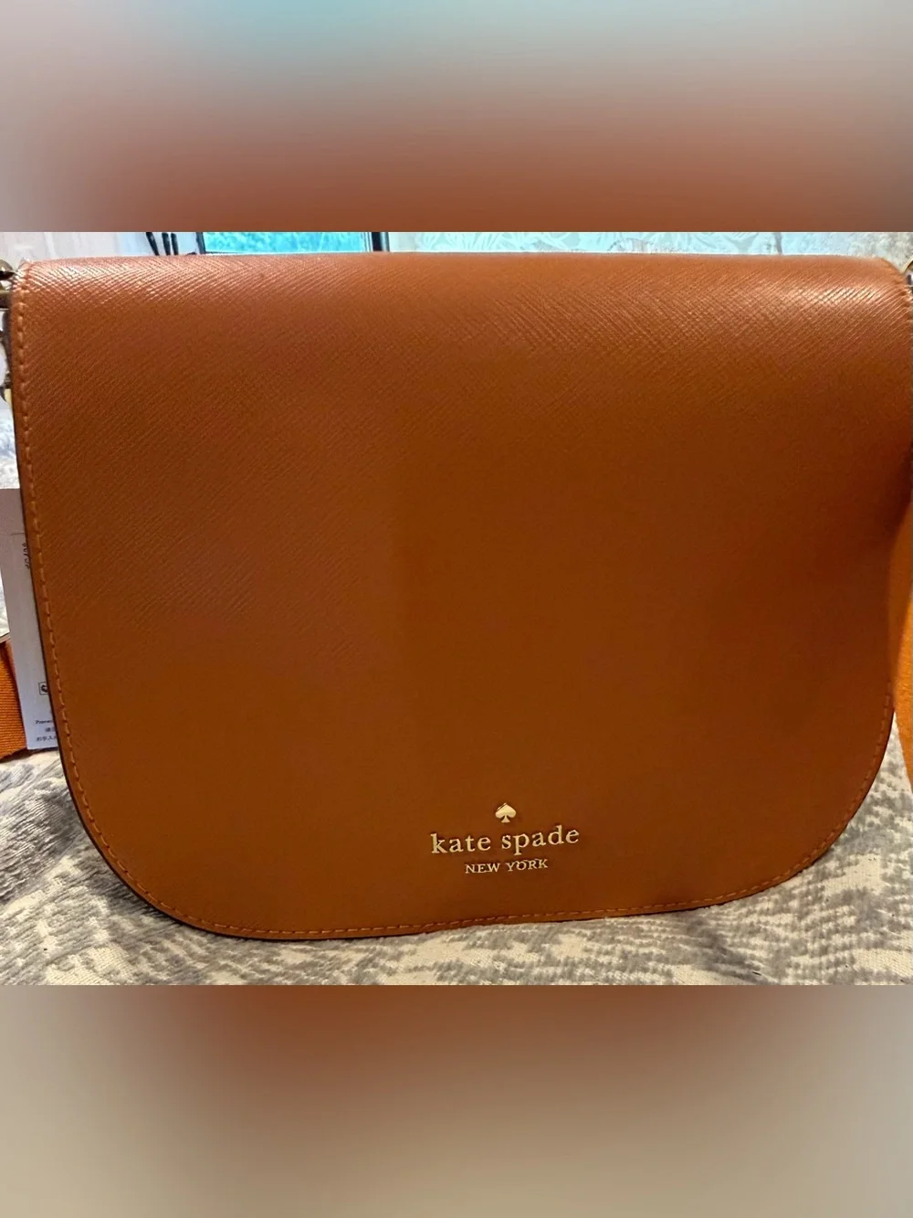 kate spade Orange Saffiano Crossbody with Gold Logo